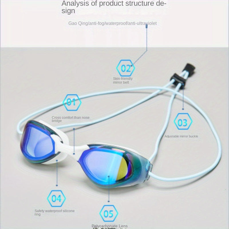 Electroplated Waterproof Anti-fog Swimming Goggles, Sports Non-slip Glasses, Men’s And Women’s Swimming Glasses, Colorful Electroplated Waterproof Anti-fog Bathing Goggles