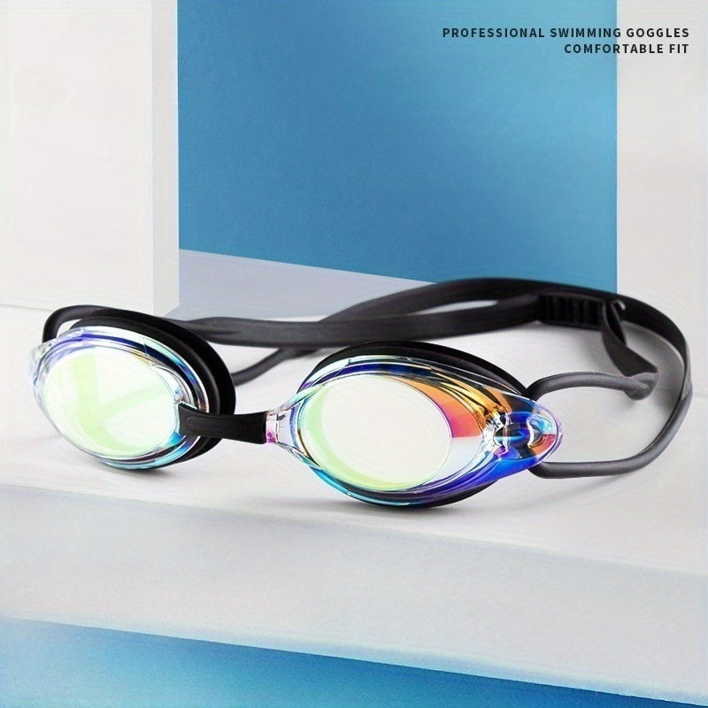 Adult Swimming Goggles, HD Electroplated, Anti-Fog Treatment, PC Material, Waterproof, Comfort Fit, for Ages 14+
