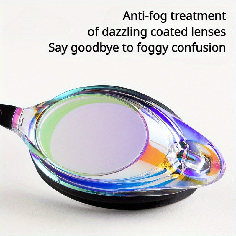 Adult Swimming Goggles, HD Electroplated, Anti-Fog Treatment, PC Material, Waterproof, Comfort Fit, for Ages 14+