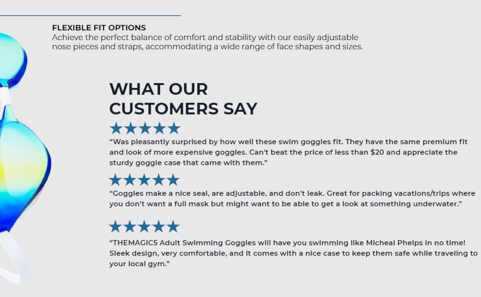 Flexible Fit Options, Highly Rated Swimming Goggles