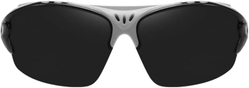 White And Black Shield Wraparound Sports Windproof Riding Running Hiking Cycling Fishing Motorcycle Hiking Sunglasses for Men Women Outdoor Polarized HD UV Protection Mirrored Reflective Sport Glasses