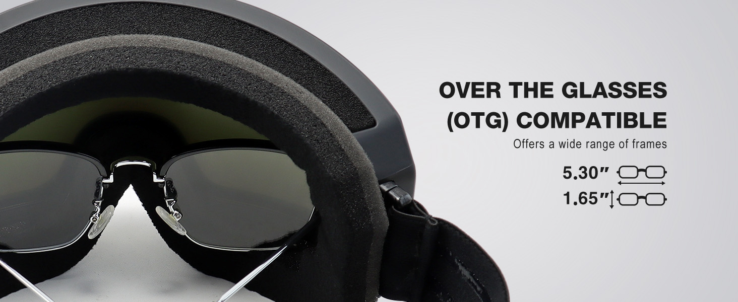 otg ski goggles over glasses snow goggles for men women compatible for myopia prescription glasses