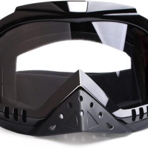 Motorcycle Goggles Dirt Bike Goggles Grip For Helmet Anti UV Windproof Dustproof Anti Fog Glasses for ATV Off Road Racing with Cool Look Headwear Silver Lens 2 in 1