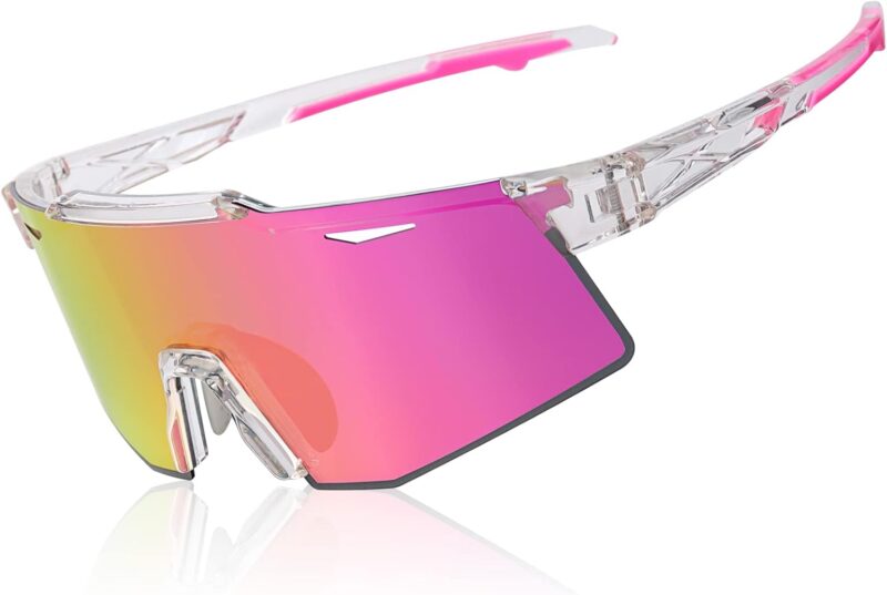 Polarized Cycling Glasses, UV 400 Sports Sunglasses Biking Goggles Running Hiking Golf Fishing Driving