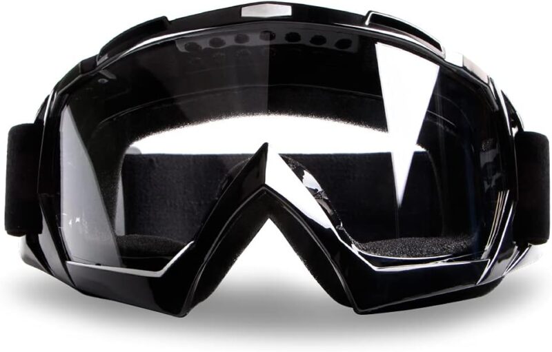 Motorcycle Goggles Dirt Bike Goggles Windproof ATV Dustproof Racing GogglesScratch Resistant Ski Goggles Protective Safety Glasses PU Resin (Black frame+Color lens)