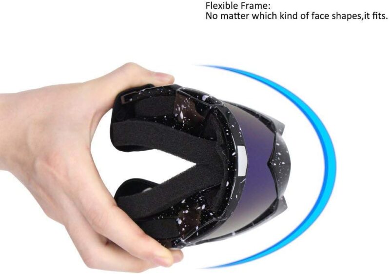 Motorcycle Goggles Dirt Bike Goggles Windproof ATV Dustproof Racing GogglesScratch Resistant Ski Goggles Protective Safety Glasses PU Resin (Black frame+Color lens)