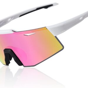 Polarized Cycling Glasses, UV 400 Sports Sunglasses Biking Goggles Running Hiking Golf Fishing Driving