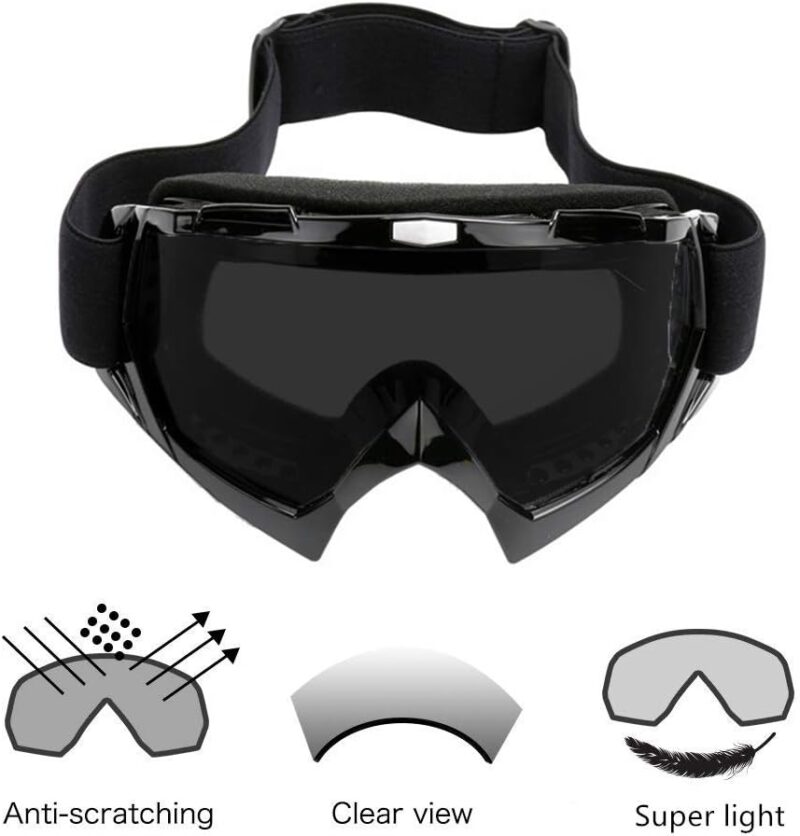 Motorcycle Goggles -Dirt Bike ATV Motocross Eyewear Anti-UV Adjustable MX Riding Offroad Protective Glasses Racing Combat Tactical Military Goggles for Men Women Youth Adult