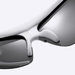 White And Black Shield Wraparound Sports Windproof Riding Running Hiking Cycling Fishing Motorcycle Hiking Sunglasses for Men Women Outdoor Polarized HD UV Protection Mirrored Reflective Sport Glasses