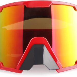 Motorcycle Goggles Dirt Bike Goggles Grip For Helmet Anti UV Windproof Dustproof Anti Fog Glasses for ATV Off Road Racing with Cool Look Headwear Silver Lens 2 in 1