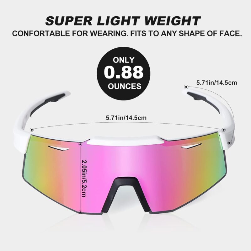 Cycling Glasses, UV 400 Sports Sunglasses Biking Goggles Running Hiking Golf Fishing Driving