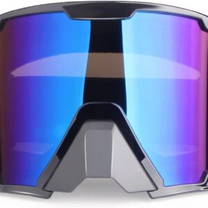 Motorcycle Goggles Dirt Bike Goggles Grip For Helmet Anti UV Windproof Dustproof Anti Fog Glasses for ATV Off Road Racing with Cool Look Headwear Silver Lens 2 in 1