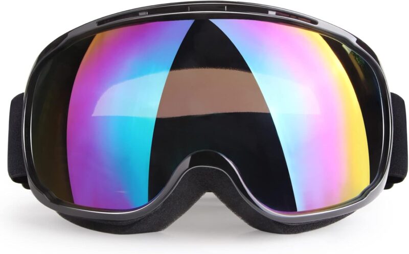 Motorcycle Goggles Dirt Bike Goggles Windproof ATV Dustproof Racing GogglesScratch Resistant Ski Goggles Protective Safety Glasses PU Resin (Black frame+Color lens)
