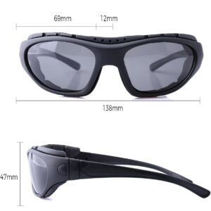 Motorcycle Riding Glasses for Men, Padding Goggles UV Protection Dustproof Windproof Motorcycle Wrap Sunglasses for Outdoor Actives