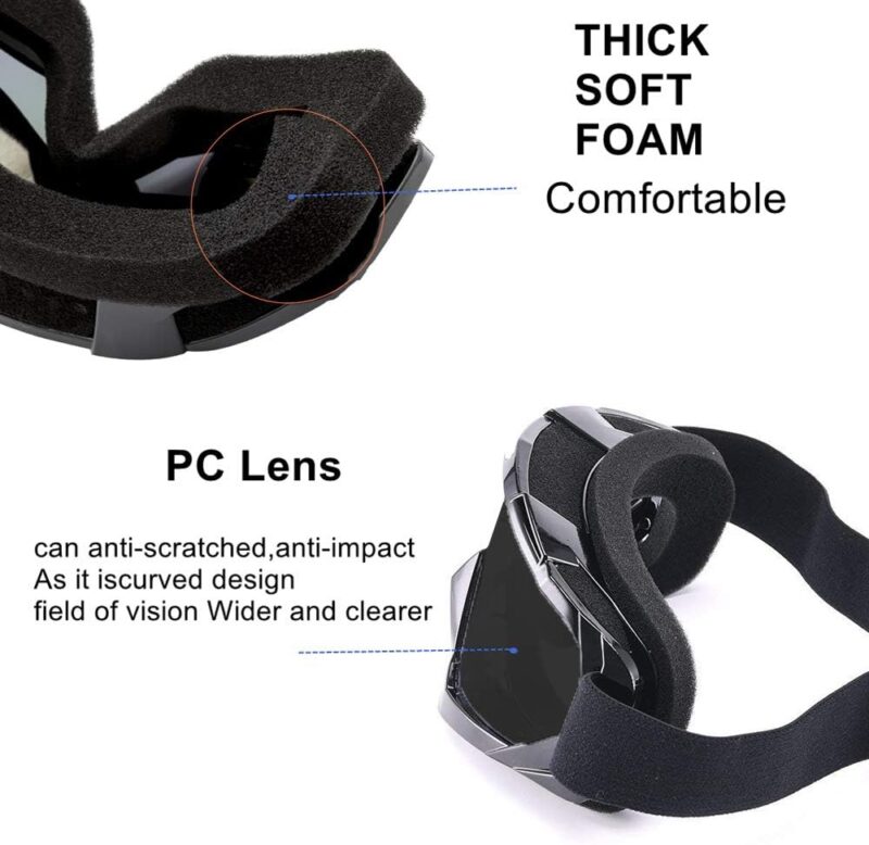 Motorcycle Goggles -Dirt Bike ATV Motocross Eyewear Anti-UV Adjustable MX Riding Offroad Protective Glasses Racing Combat Tactical Military Goggles for Men Women Youth Adult
