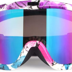 Motorcycle Goggles Dirt Bike Goggles Grip For Helmet Anti UV Windproof Dustproof Anti Fog Glasses for ATV Off Road Racing with Cool Look Headwear Silver Lens 2 in 1