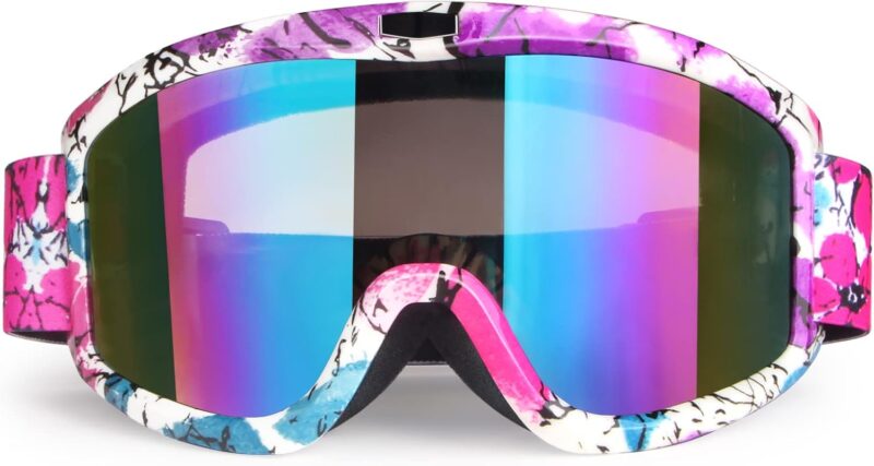 Motorcycle Goggles Dirt Bike Goggles Grip For Helmet Anti UV Windproof Dustproof Anti Fog Glasses for ATV Off Road Racing with Cool Look Headwear Silver Lens 2 in 1