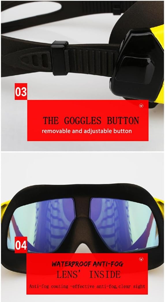 Swim Goggles, Polarized Clear Big Lenses Swimming Goggles No Leaking Anti Fog UV Protection Swim Glasses with Free Protection Case for Adult Men Women Youth Kids Child (Yellow Black Mirrored)