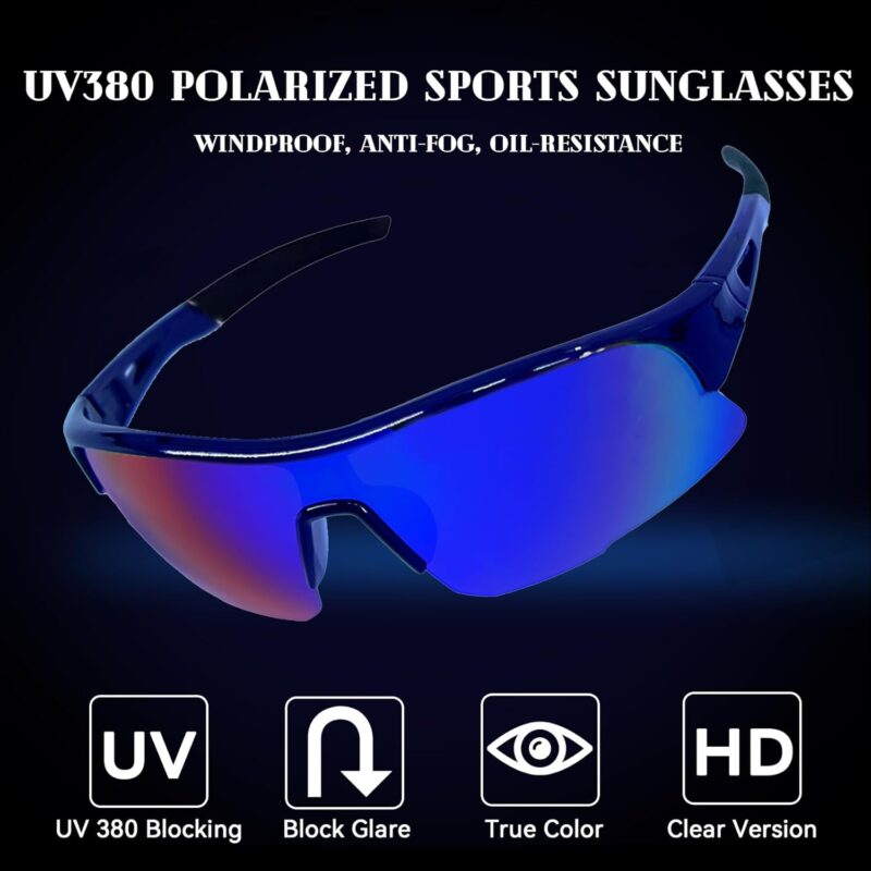 Cycling Glasses for Men Women, UV 380 Polarized Sports Cycling Sunglasses for Biking, Running, Hiking, Softball