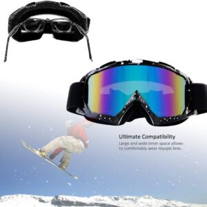 Motorcycle Goggles Dirt Bike Goggles Windproof ATV Dustproof Racing GogglesScratch Resistant Ski Goggles Protective Safety Glasses PU Resin (Black frame+Color lens)