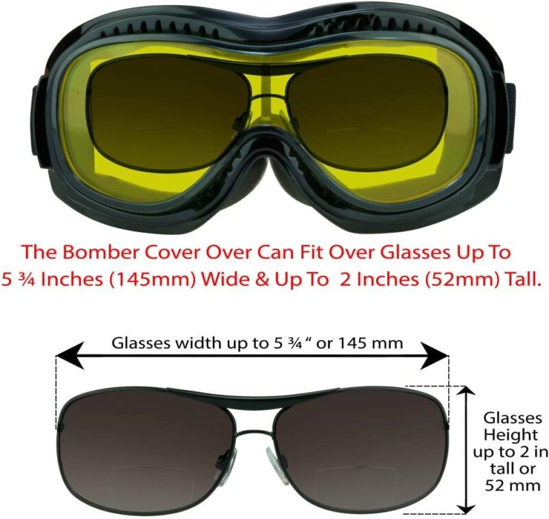 Fit Over Goggles for Eye-Glasses Motorcycle Riding Cycling Skiing Sky Diving Outdoor Work