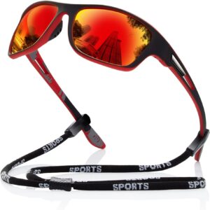 Polarized Sports Sunglasses for Men: UV400 Protection Glasses Womens Wrap Around Goggles for Driving Fishing