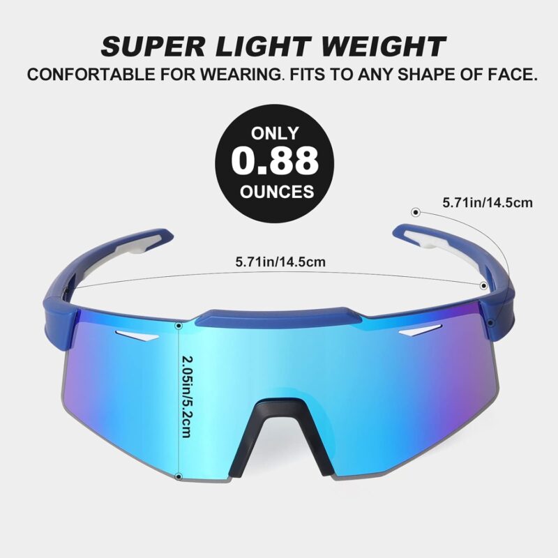 Polarized Cycling Glasses, UV 400 Sports Sunglasses Biking Goggles Running Hiking Golf Fishing Driving