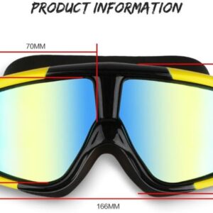 Swim Goggles, Polarized Clear Big Lenses Swimming Goggles No Leaking Anti Fog UV Protection Swim Glasses with Free Protection Case for Adult Men Women Youth Kids Child (Yellow Black Mirrored)