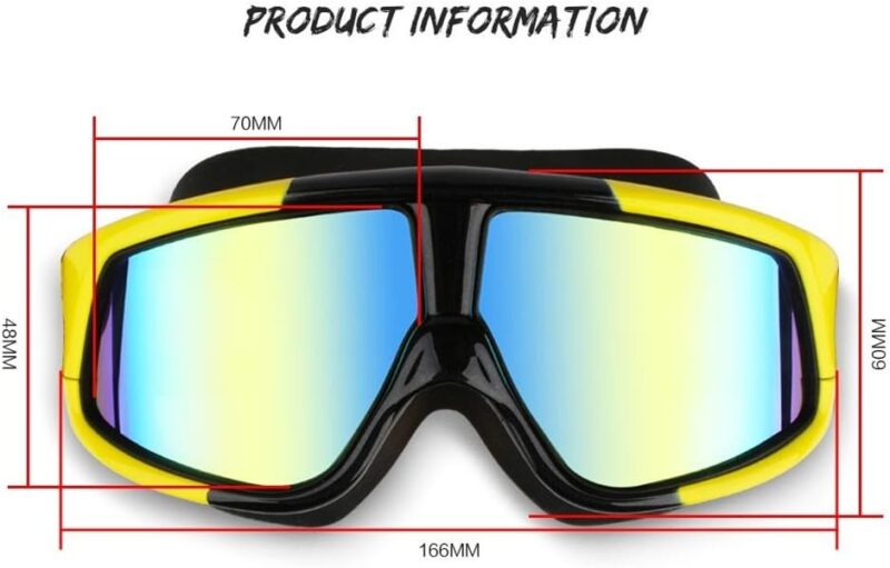 Swim Goggles, Polarized Clear Big Lenses Swimming Goggles No Leaking Anti Fog UV Protection Swim Glasses with Free Protection Case for Adult Men Women Youth Kids Child (Yellow Black Mirrored)