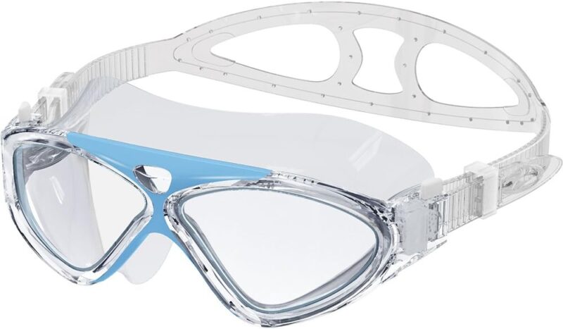Swim Mask – Wide View Swimming Mask & Goggles Anti-fog Waterproof Blue