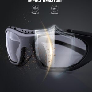Motorcycle Riding Glasses for Men, Padding Goggles UV Protection Dustproof Windproof Motorcycle Wrap Sunglasses for Outdoor Actives