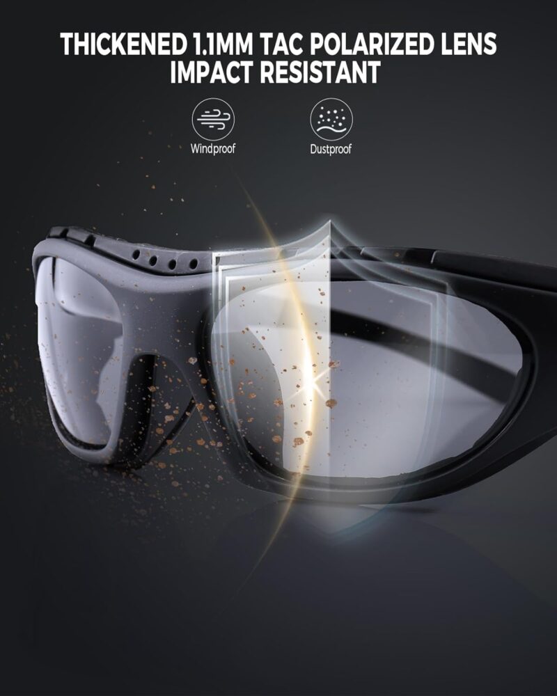 Motorcycle Riding Glasses for Men, Padding Goggles UV Protection Dustproof Windproof Motorcycle Wrap Sunglasses for Outdoor Actives