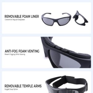Motorcycle Riding Glasses for Men, Padding Goggles UV Protection Dustproof Windproof Motorcycle Wrap Sunglasses for Outdoor Actives
