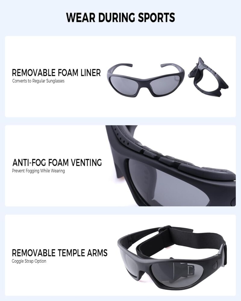Motorcycle Riding Glasses for Men, Padding Goggles UV Protection Dustproof Windproof Motorcycle Wrap Sunglasses for Outdoor Actives