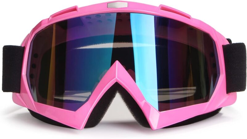 Motorcycle Goggles Dirt Bike Goggles Windproof ATV Dustproof Racing GogglesScratch Resistant Ski Goggles Protective Safety Glasses PU Resin (Black frame+Color lens)