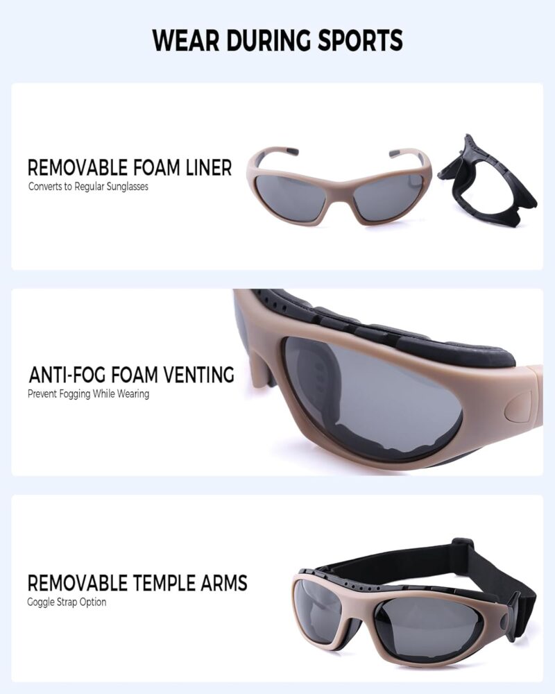 Motorcycle Riding Glasses for Men, Padding Goggles UV Protection Dustproof Windproof Motorcycle Wrap Sunglasses for Outdoor Actives