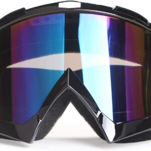 Motorcycle Goggles Dirt Bike Goggles Windproof ATV Dustproof Racing GogglesScratch Resistant Ski Goggles Protective Safety Glasses PU Resin (Black frame+Color lens)