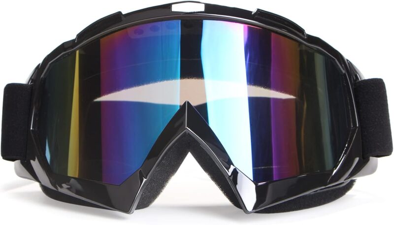 Motorcycle Goggles Dirt Bike Goggles Windproof ATV Dustproof Racing GogglesScratch Resistant Ski Goggles Protective Safety Glasses PU Resin (Black frame+Color lens)