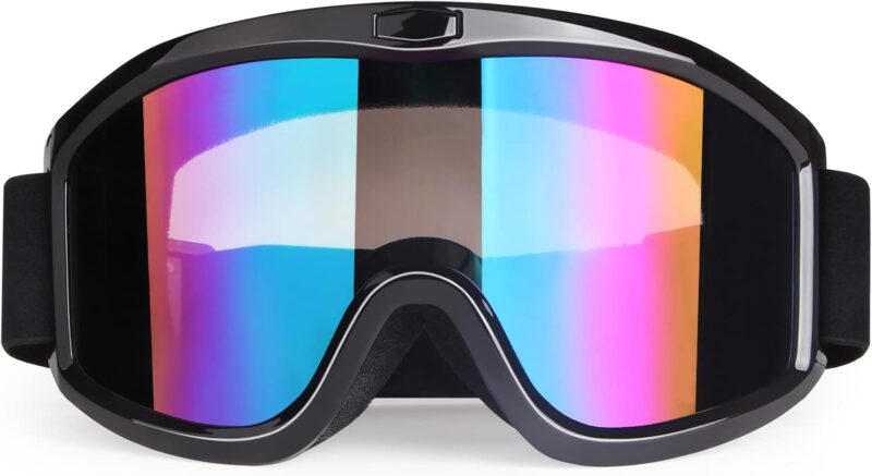 Motorcycle Goggles Dirt Bike Goggles Grip For Helmet Anti UV Windproof Dustproof Anti Fog Glasses for ATV Off Road Racing with Cool Look Headwear Silver Lens 2 in 1