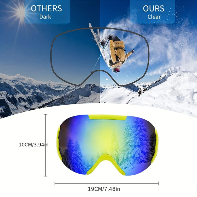 Ski Goggles With Double-layer Anti-fog And Wide Field Of View, Suitable For Skiing, Mountaineering, And Snow Sports