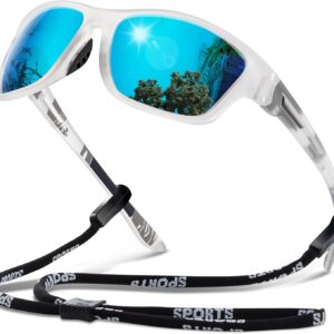 Polarized Sports Sunglasses for Men: UV400 Protection Glasses Womens Wrap Around Goggles for Driving Fishing