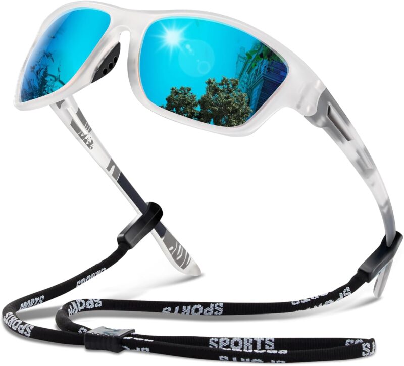 Polarized Sports Sunglasses for Men: UV400 Protection Glasses Womens Wrap Around Goggles for Driving Fishing
