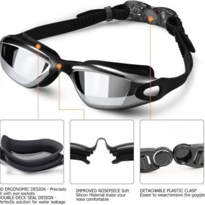 Adult Swim Goggles, Anti Fog Swimming Goggles Women Men No Leaking Triathlon Water Goggles