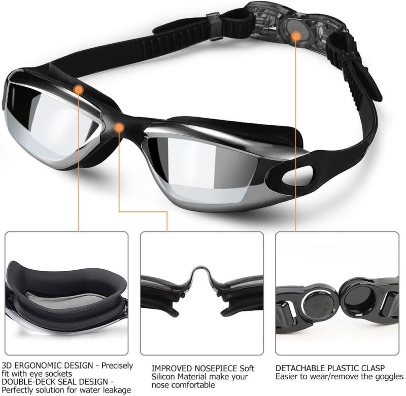 Adult Swim Goggles, Anti Fog Swimming Goggles Women Men No Leaking Triathlon Water Goggles