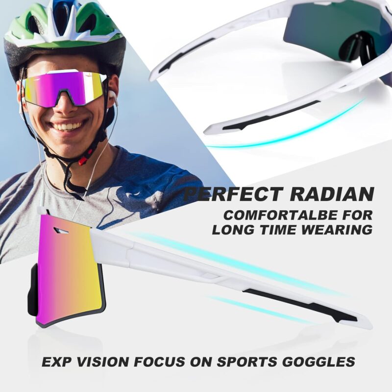 Cycling Glasses, UV 400 Sports Sunglasses Biking Goggles Running Hiking Golf Fishing Driving