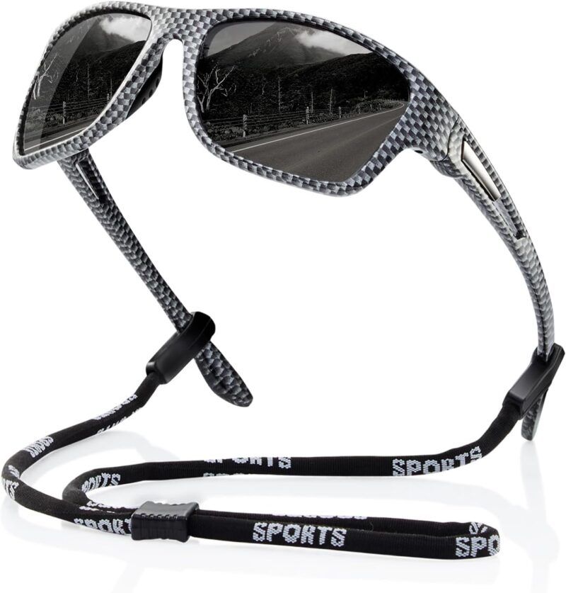 Polarized Sports Sunglasses for Men: UV400 Protection Glasses Womens Wrap Around Goggles for Driving Fishing