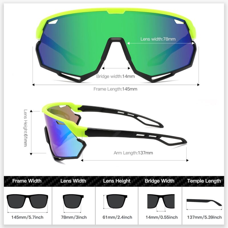 Sport Sunglasses for Men Women, Cycling Sunglasses MTB Frame for Outdoor Sports Softball Running Biking