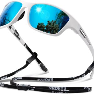 Polarized Sports Sunglasses for Men: UV400 Protection Glasses Womens Wrap Around Goggles for Driving Fishing