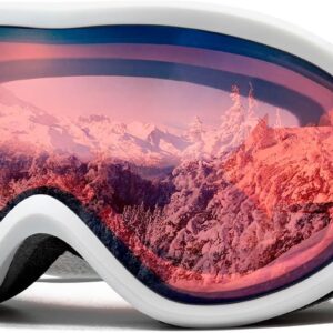 OTG Ski Goggles for Men Women With Anti-Fog Dual Layer lens, UV400 Snow Goggle for Snowboarding Snowmobiling Skating