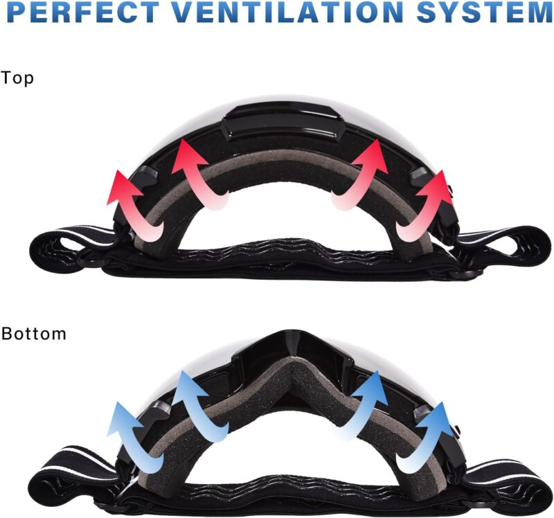 Ski Goggles for Women Men, OTG Anti Fog Snow/Snowboard Goggles with Non-slip Belt, UV Protection